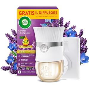 Airwick Air Wick Diffusore Elettrico di Oli Essenziali, 1 Diffusore completo gadget, 1 Ricarica per Diffusore Elettrico alla Fragranza Lavanda e Campanule