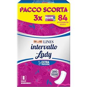 LINES INTERVALLO LADY PROTEGGISLIP, salvaslip distesi per tutti i tipi di perdite, protezione aggiuntiva, zero odore, confezione scorta