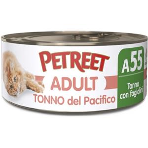 Petreet Cibo per Gatti: Tonno del Pacifico con Fagiolini in Lattina da 70g - Alta Qualità e Senza Conservanti