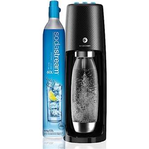 SodaStream One Touch, Gasatore d'acqua frizzante elettrico dal design moderno, incluso cilindro contente Co2, 1 bottiglia Pet da 1 litro e 1 alimentatore, 13x43x18,5 centimetri