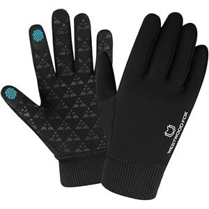 WESTWOOD FOX GEAR Guanti Invernali Touchscreen Leggermente Impermeabili Termici Caldi Thinsulate Antiscivolo Guanti da Ciclismo da Corsa Guanto Antivento con Polsini Elastici per Uomo Donna (Nero, S)