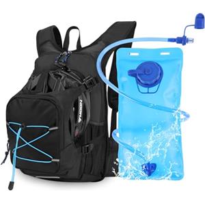 zeroto Zaino Idratazione con Vescica 2L, zeroto zaino da corsa con Sacca Idrica Zainetto Running Leggero Donna Uomo Zaino Ciclismo Impermeabile per Corsa Bicicletta Escursionismo Trekking(nero)