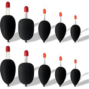 Dingbear 10 Pezzi (50g, 40g, 30g, 20g, 15g) Galleggiante Nero con Ventre Multiuso con Pancetta Galleggiante in Schiuma Eva Galleggiante per Pesca