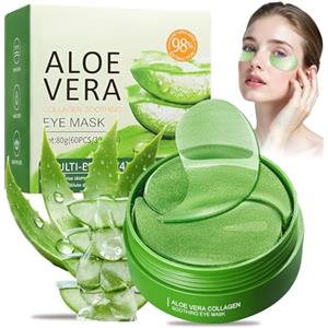 ChaneeHann 60 cuscinetti lenitivi per gli occhi con aloe vera, maschera idratante per la cura delicata, riduce le occhiaie e il gonfiore