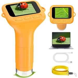 IHOXTX Microscopio Bambini Digitale Portatile 1000X: USB Microscope Tascabile Schermo IPS da 2,0" - Mini Microscopioper Esterno dai 3 ai 12 anni Regalo Educativo