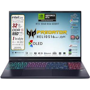 acer Predator Helios Neo 16s Ai, Notebook Gaming, Intel Ultra 9-275X, 24core, RAM DDR5 32Gb, SSD 1Tb, Display 16" Oled 240Hz, DCI-P3 100%, Geforce RTX 5060 8Gb, Win 11, Preconfigurato