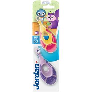 Jordan* Jordan ® | Step 1 Baby Spazzolino da denti per bambini da 0 a 2 anni | Lo spazzolino originale per bambini con setole extra morbide e morbido massaggiagengive per gomme e Easy Grip | rosa e viola |