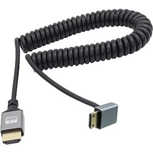 RIIEYOCA 90 gradi ad angolo discendente UHD 4K Mini HDMI maschio a HDMI maschio 18Gbps ad alta velocità 2.0 Cavo estensore a spirale Supporta 4K@60Hz, 1080p, ARC, 3D, estensibile a 1,5M/5FT