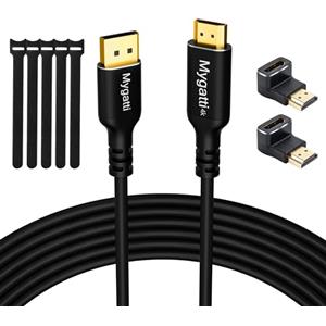 Mygatti Cavo DisplayPort a HDMI da 12 metri (4K UHD), 24 AWG, cavo di collegamento unidirezionale da DP a HDMI, per monitor, TV, proiettori, laptop, PC, AMD, NVIDIA