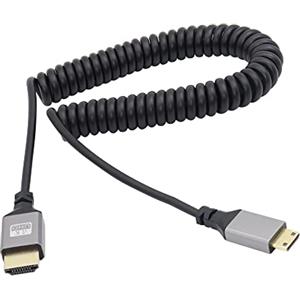 RIIEYOCA Cavo a spirale da mini HDMI a HDMI 4K, supporto per cavo a molla retrattile da mini HDMI maschio a HDMI maschio 3D e 4K, 1080p, per laptop, proiettore, TV, monitor, videocamera (1 m/3,28 ft)