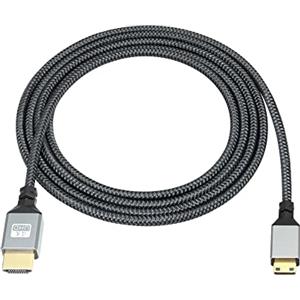 RIIEYOCA Cavo mini HDMI a HDMI 4K, cavo intrecciato da mini HDMI maschio a HDMI maschio, supporto 4K UHD, 1080p, 720p, 3D, per laptop, proiettore, TV, monitor, videocamera (2 m)