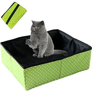 Macelitu Lettiera Pieghevole per Gatti Portatile da Viaggio, Impermeabile, Morbida, All'aperto Gabinetto per Campeggio, Casa, Altri Piccoli Animali, Verde, 40 * 30 cm