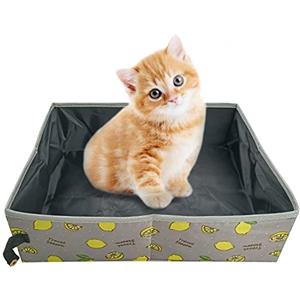 Macelitu Lettiera da Viaggio per Gatti Pieghevole XL, Lettiera Portatile per Gattino, Impermeabile, Durevole, Facile da Pulire per Viaggi, Campeggio, Interni, All'aperto, Auto, Parco, 47 * 36 * 13cm, (Limone)