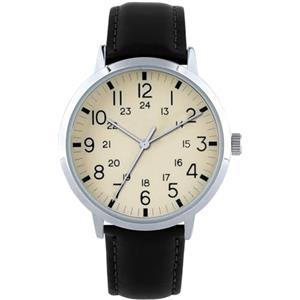 NUOVO Orologio da Uomo con Quadrante Bianco e Cinturino in Pelle Nera - Classico Analogico al Quarzo Alla Moda