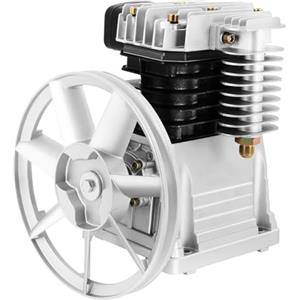 cunnyend Pompe a Testa di Compressore d'Aria Pac, Testa di Pompa Compressore Motore, Strumento Pneumatico 3hp, Tipo a Pistone a Doppio Cilindro, con Silenziatore, per Sintesi Gas Refrigerazione (Argento