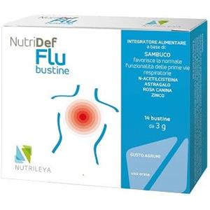 NUTRILEYA NUTRIDEF FLU - Integratore Alimentare in 14 Bustine con Sambuco, Astragalo e Zinco per il Benessere delle Vie Respiratorie