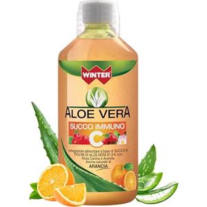 Winter Aloe Vera da Bere Immuno C con Rosa Canina e Acerola - Succo Naturale Senza Aloina, Made in Italy, 1000 ml - Integratore Depurativo che Supporta le Difese Immunitarie e la Vitalità
