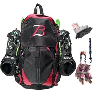 ZBH1985 Zaino professionale per pattini in linea/pattini da ghiaccio/pattini in linea, zaino per viaggi e scuola (rosso)