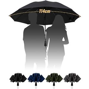 Chakipee Ombrello Pieghevole Compatto Pioggia - Nero Automatico Pioggia Grande Ombrelli Antivento Robusto Inverso - Portatile Uomo Donna da Viaggio Resistenti 210T 10 Stecche