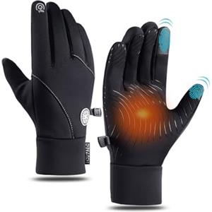 Balakaka Guanti Ciclismo Invernali Touch Screen, Impermeabile Guanti da Corsa Polsino Elasticizzato, Antivento Guanti Invernali Uomo per Lavoro Corsa Ciclismo, nero