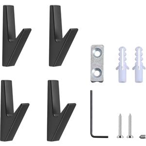 CANGCANG 4 Pezzi Nero Gancio Appendiabiti da Muro,Gancio Appendiabiti Opaco Ganci per Cappotti Versatili, Gancio per Cappotto in Lega di Zinco per Bagno Camera da Letto