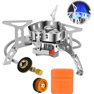 Coikes Fornello da Campeggio, 6800 W Mini Fornello da Campeggio Antivento Pieghevole, Stufa a Gas, Fornellino a Gas Pieghevole in Acciaio con Accensione Piezoelettrica per Campeggio Trekking Picnic