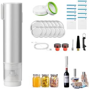 TechVizrs Sigillatore Sottovuoto Piccolo, Portatile con 10 Sacchetto di Vuoto, Sigillatore Sottovuoto per Alimenti Secchi o Umidi, 60 kPa Potere di Aspirazione, USB Charging Hand Aspirapolvere
