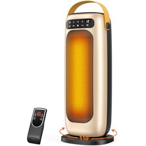 KQPZ Stufa Elettrica, 1500W PTC Termoventilatore con Telecomando, Display Touch a LED, 4 Modalità, 1-10H Timer, Oscillazione 110°, Protezione da Surriscaldamento e Ribaltamento, Basso Consumo Riscaldatore