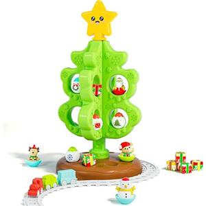 KIZJORYA Mio Primo Albero di Natale per Bambini, Giocattolo Decorativo di Natale Montessori con Ornamenti, Set di Trenini, Giochi Rotolanti, Burattini da Dito, Regali di Compleanno e Natale per Bambini Bambina