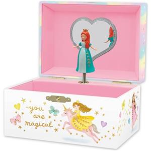 Giggle & Honey Portagioie Carillon Principessa per Bambine - Cofanetto Musicale per Bambini con Principessa Rotante, Regali di Compleanno Principessa per Bambine, 15,2 x 11,8 x 8,9 cm - Età 3-10 anni, Bianca