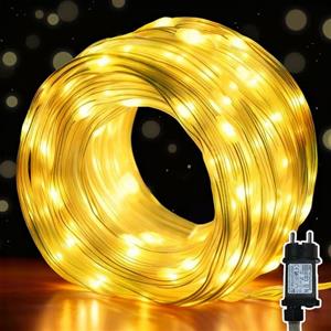 Meision Tubo luminoso per esterni, 40 m, 400 LED, catena luminosa per interni con spina con 8 modalità + timer 6/18, tubo LED da 31 V, per Natale, feste, balcone, bianco caldo
