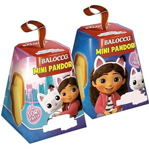 Generico BaIocco Mini Pandoro Junior GABBY, Pandorino Classico, con Personaggi Assortiti con Sorpresa 80g