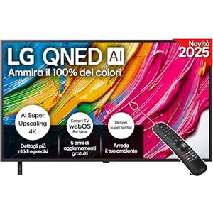 LG QNED AI QNED80 TV 50 pollici, Smart TV 4K, Processore α7 Gen8, Dynamic QNED Color, Design Super Slim, webOS con AI e telecomando puntatore AI, Gaming con VRR 4K@60Hz, 50QNED80A6A 2025