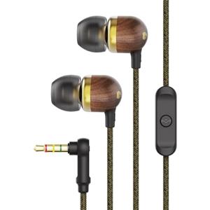 Marley House of Smile Jamaica Cuffie In Ear, Auricolari con Filo, Microfono Incorporato, Isolamento Acustico, Cuscinetto da 9.2 mm, 2 Misure, Silicone, Cavi Antigroviglio, Materiale Riciclato, Ottone