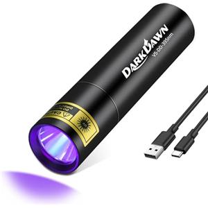 DARKDAWN torcia UV 395 NM, USB-C torcia ricaricabile LED Woods lampada, mini potente portatile portatile luce nera, rivelatore per cane domestico urina secca, rilevazione fluorescente, scorpione