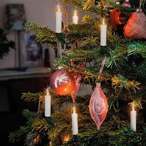 Hellum 20 mini luci fiabesche con spina con 20 luci bianche calde, cavo verde candele bianche con aspetto cera, lunghezza totale 12,5 m con cavo di alimentazione 2x1,5 m 152487