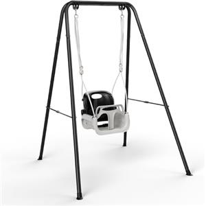 STYPLZ Arrampicate e altalene,4-in-1 Altalena da Giardino per Bambini,Giochi per Neonato da Interno/Esterno, Supporto in Metallo Pieghevole e Istruzioni Chiare(Nero)