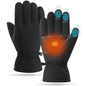 Balakaka Guanti Termici Invernali da Uomo, Touchscreen Guanti Sportivi Caldi Con Fibbia Anti-smarrimento Chiusura Elastica ai Polsi, Ideali per Ciclismo Sport all'Aperto Uso Quotidiano, Nero