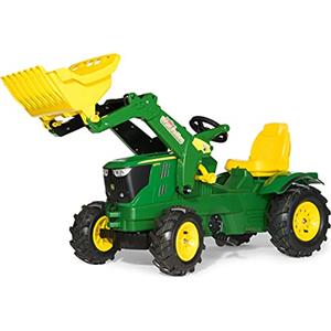 Rolly Toys 611102 - Trattore a Pedali Farmtrac John Deere 6210R, con Ruspa e Ruote Gonfiabili