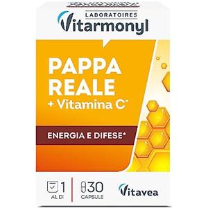 Vitarmonyl Nectar Royal - Pappa reale + Vitamina C - Energia e Difese - Integratore alimentare per il sistema immunitario - Per ridurre Stanchezza e Affaticamento - 30 capsule - Vitarmonyl