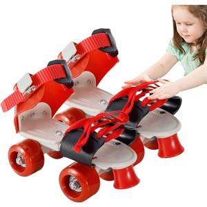 fanelod Pattini a rotelle, pattini a rotelle quad, con 4 ruote, pattini a rotelle a doppia fila, pattini a rotelle per bambini, stile retrò, pattini a doppia fila, misure regolabili