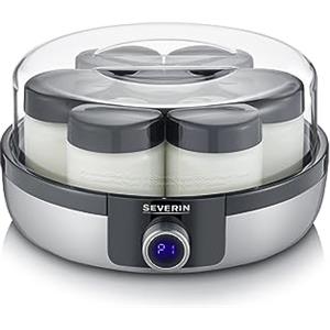 SEVERIN JG 3521 Yogurtiera con display digitale LED e 5 programmi automatici, Yogurtiera Elettrica con 7 vasetti da 150 ml, BPA Free, Macchina yogurt vegano e senza lattosio