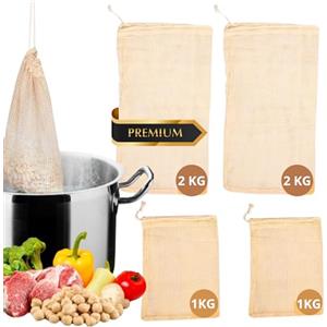 Maname® Maglia cottura. 4 sacchetti in rete per cucinare ceci | 2 sacchetti da 1 kg e 2 sacchetti da 2 kg | ampia rete per cucinare alimenti in pentola a pressione | perfetta rete per cottura