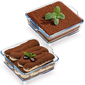 BOUTICOL Teglia da forno in vetro borosilicato da 0,8 l, resistente al calore fino a 400 °C, per friggitrice ad aria calda, forno, microonde, 16 x 16 x 4 cm