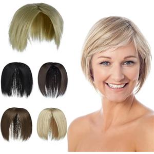 PARXITN Topper per capelli da donna senza frangetta, 3 clip in extension per capelli sintetici Toupet Wiglets extension per capelli diradati biondo scuro mescolato con biondo decolorato
