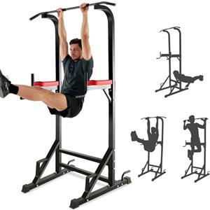 ISE 5in1 Power Tower Workout Dip Station, Multifunzione Sbarra Trazioni per Dips, Chin Up, Ideale come Mentoniera, Addominali,Allenatori per Schiena e Tricipiti,Flessioni,Addominali e Cadute SY-5607