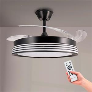 M mimotec - Ventilatore da soffitto a LED Black Aline, temperatura di colore regolabile, funzione estate/inverno, 6 velocità, LM8849