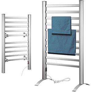 BAKAJI Scaldasalviette Termoarredo Elettrico da Bagno 2in1 da Terra e Parete Asciugabiancheria Portasciugamani con Elementi in Alluminio Riscaldanti (10 Elementi)