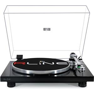 RLINE - Giradischi Vinili Bluetooth Nero Lucido, Lettore Vinili 33 e 45 Giri, Piatto 12 in Alluminio Pressofuso, Cartuccia Magnetica VM-95E, Pre-amplificatore Attivabile, Funzione Anti-Skating