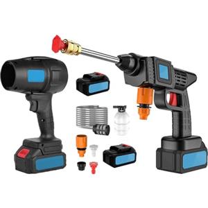 Mediawave Store - Kit Idropulitrice Cordless e Soffiatore Doppia Batteria 48V - Lancia Lavaggio Auto Portatile 1050W e Accessori